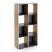 Estante Cubo com 8 nichos laminado cinza e carvalho de 120x60x30 cm