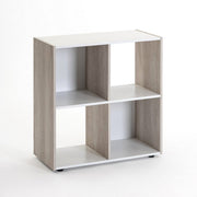Estante Cubo de 4 nichos branco e madeira de 60x60 cm