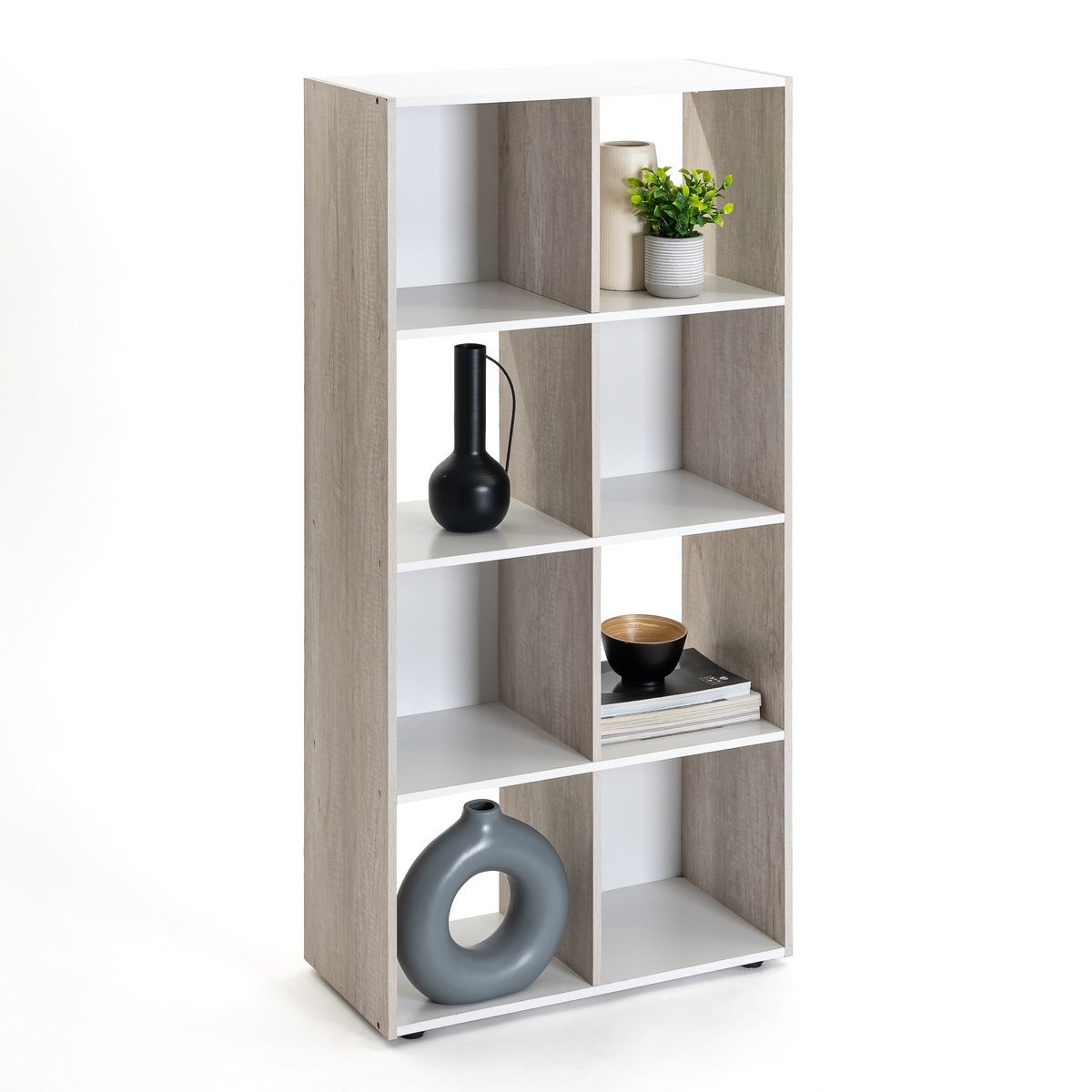 Estantería cubo de madera MDF blanca  de 60x29x120 cm