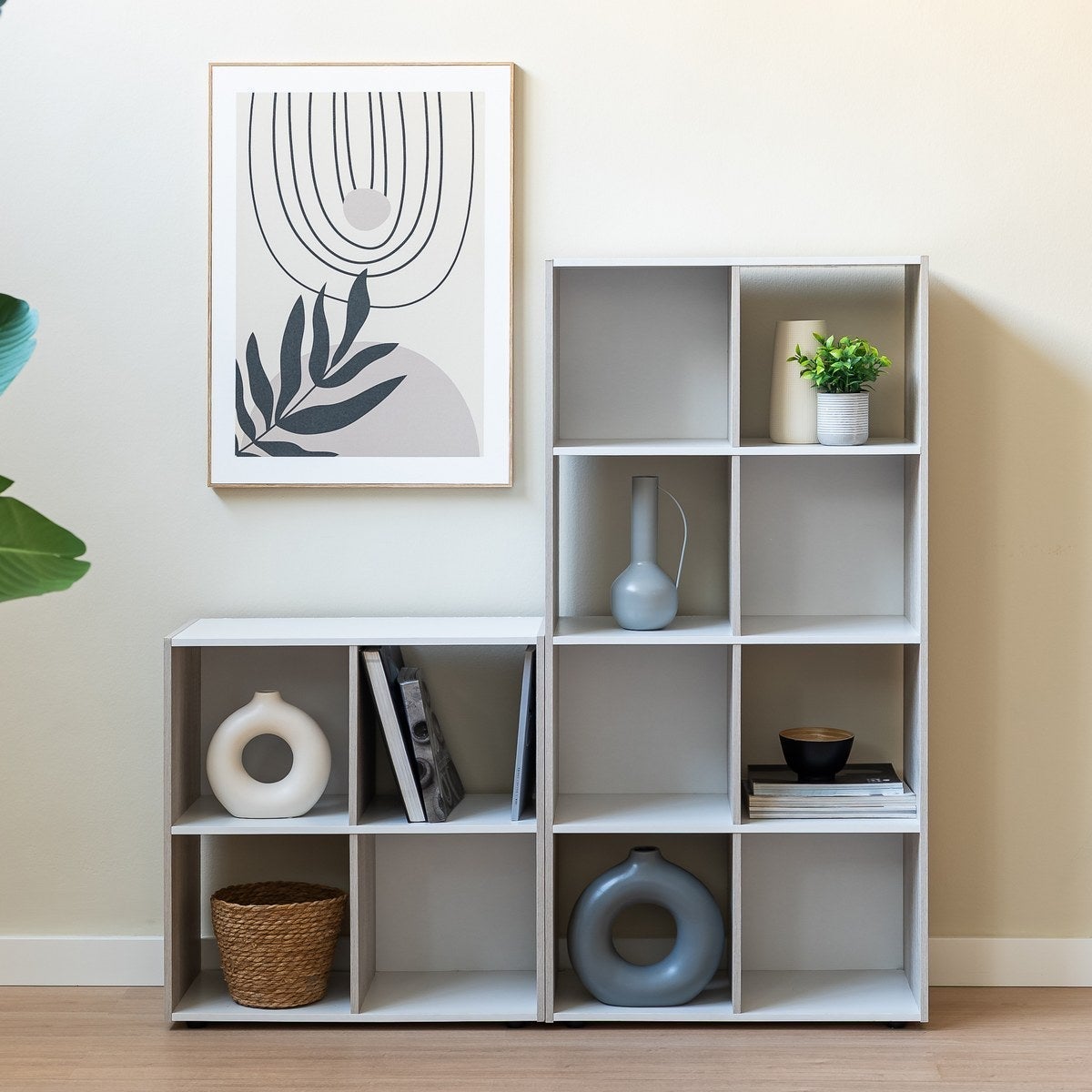 Estantería cubo de madera MDF blanca  de 60x29x120 cm