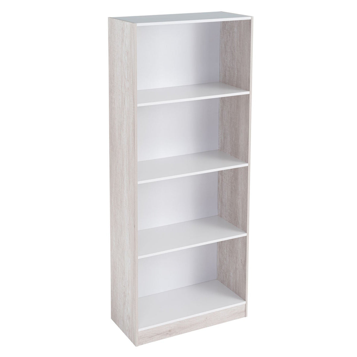Estantería para libros blanca y fresno con 4 estantes de 147x60x29 cm