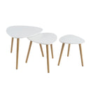 Set de 3 mesas nido blancas de madera y pino 60x60x51 cm