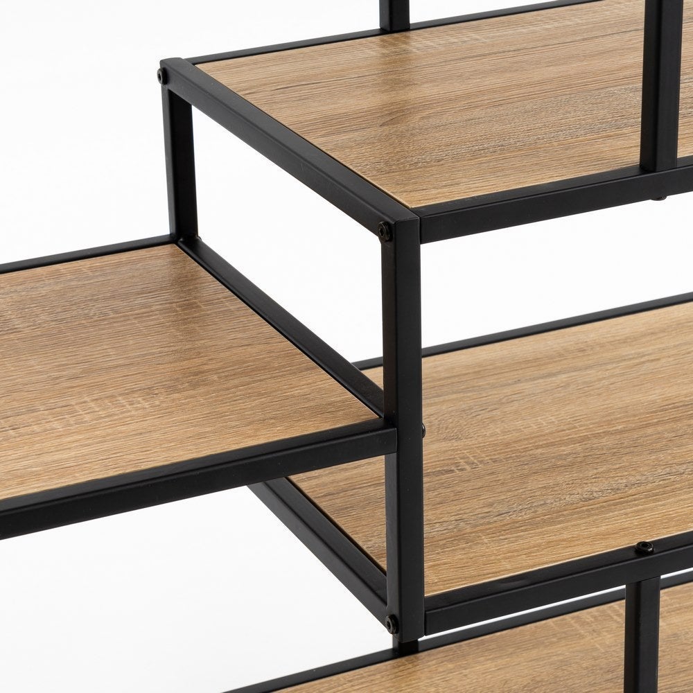 Estante Urban em metal preto com 5 prateleiras cor carvalho de 114x30x78 cm
