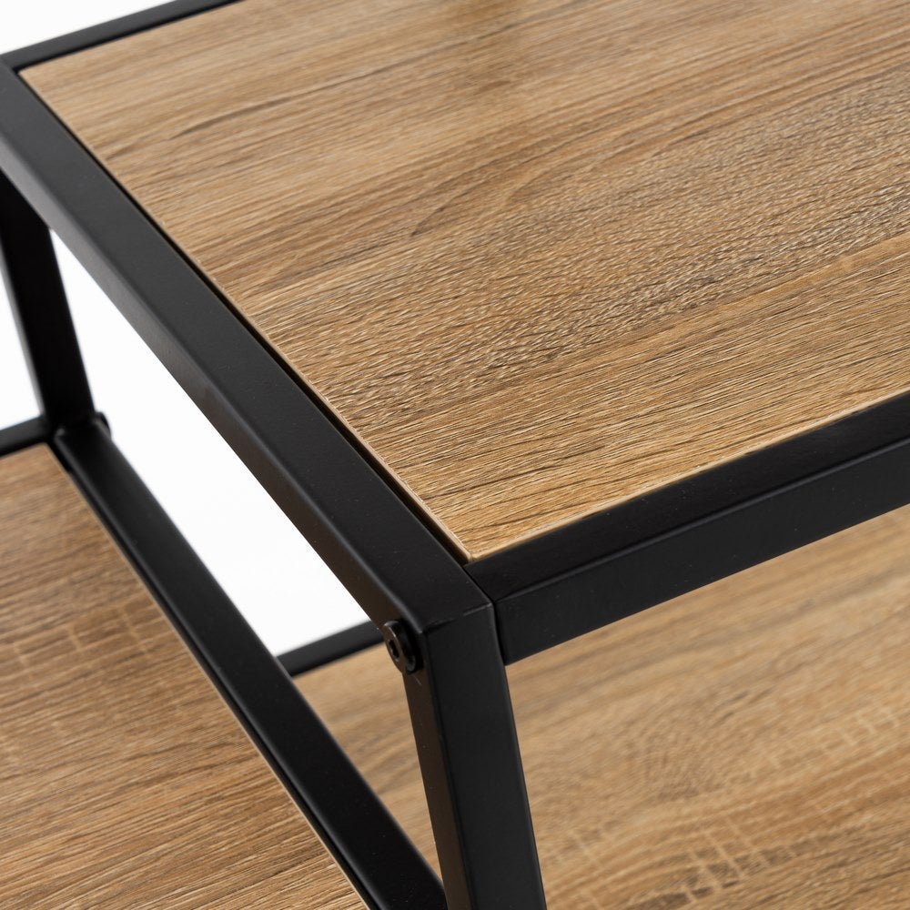 Estante Urban em metal preto com 5 prateleiras cor carvalho de 114x30x78 cm