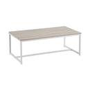 Mesa de centro de acero y MDF en blanco y natural de 100x50x36 cm