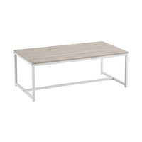 Mesa de centro de acero y MDF en blanco y natural de 100x50x36 cm