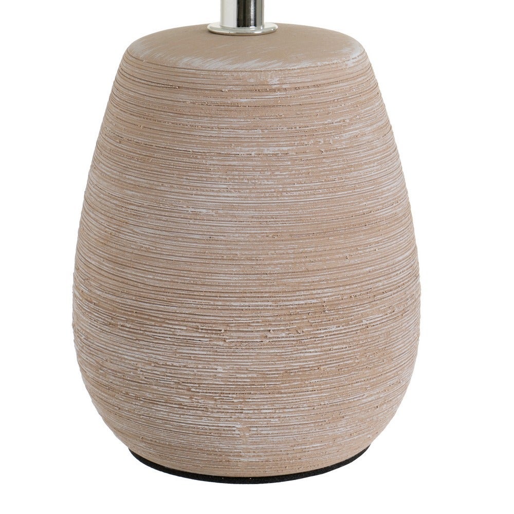Lámpara de mesa rústica de cerámica marrón de ø 17x27 cm con tulipa blanca