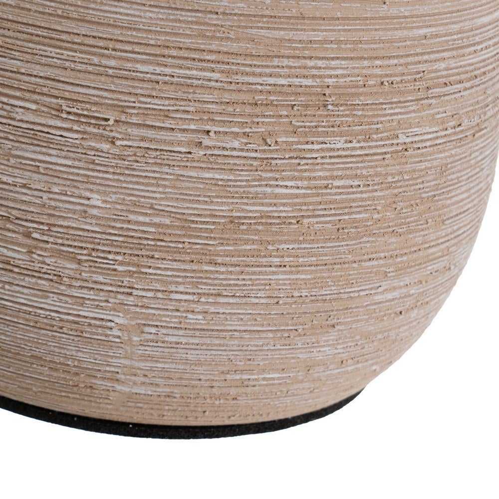 Lámpara de mesa rústica de cerámica marrón de ø 17x27 cm con tulipa blanca