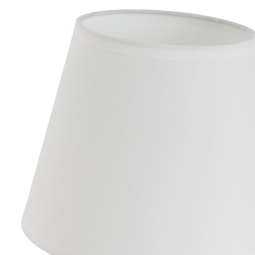 Lámpara de mesa rústica de cerámica marrón de ø 17x27 cm con tulipa blanca