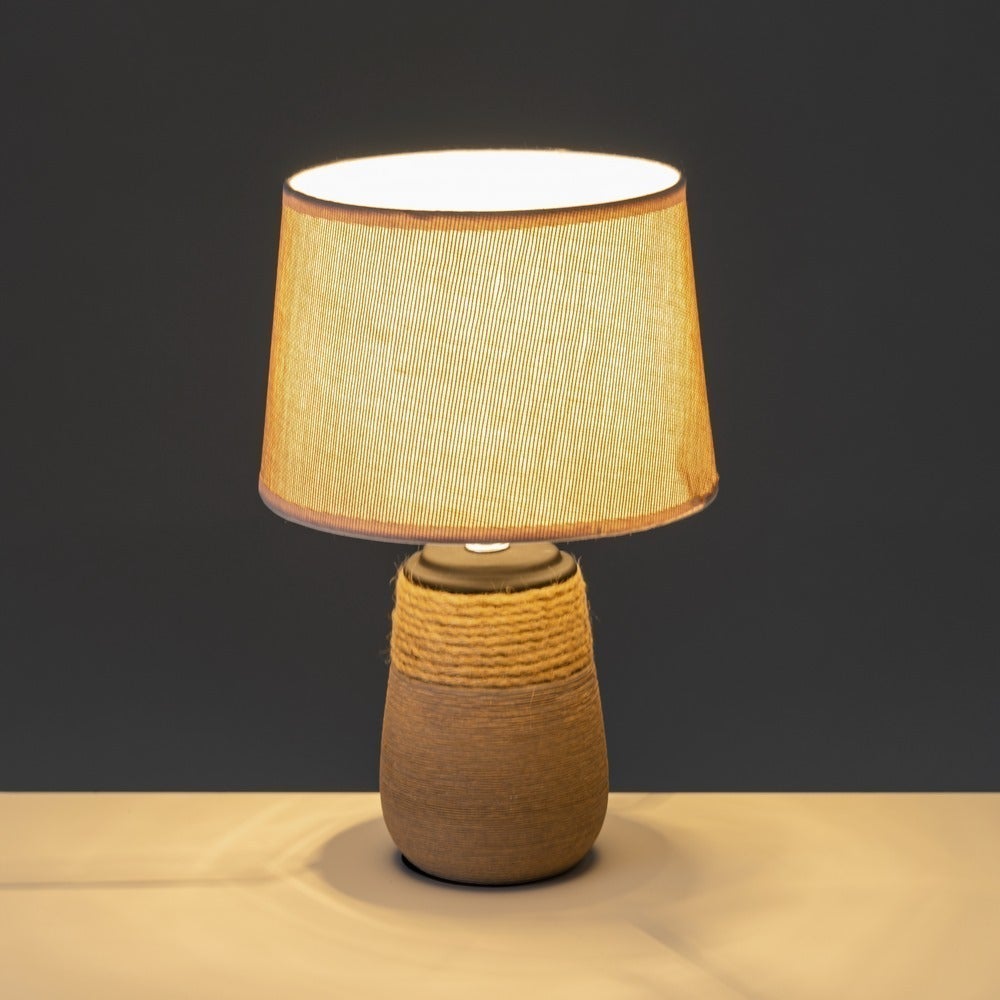 Lámpara de mesa de cerámica marrón
