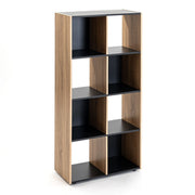 Estantería cubo de madera MDF laminada negra y natural de 120x60x29 cm