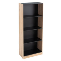 Librerí­a de 3 estantes de MDF negra y beige  de 60x29x147 cm
