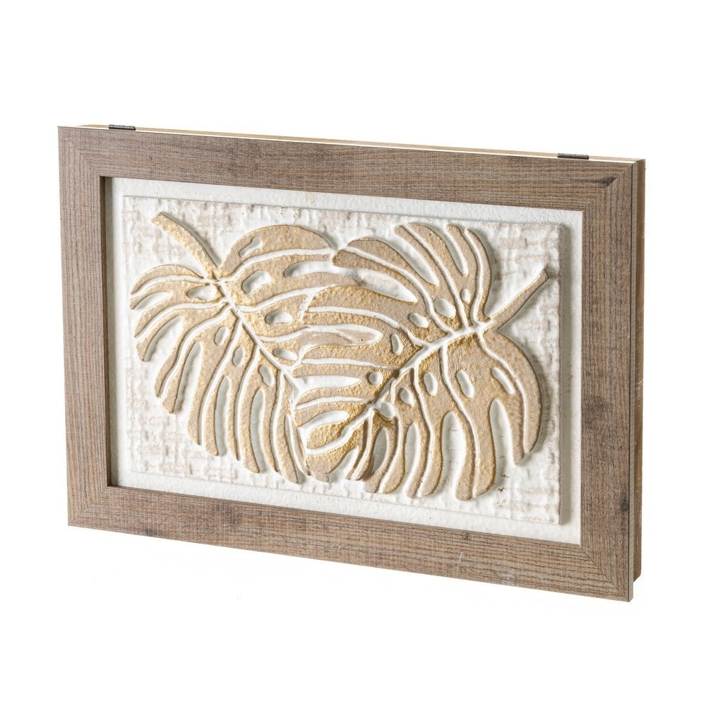 Tapa para contador de luz madera de pino con hojas en relieve de 50x35cm