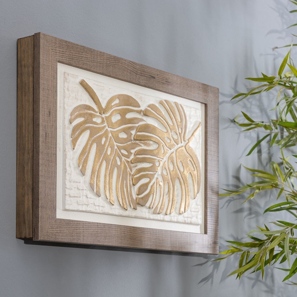 Tapa para contador de luz madera de pino con hojas en relieve de 50x35cm