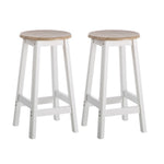 Pack de 2 taburetes de cocina de madera blanco y natural de 54 cm