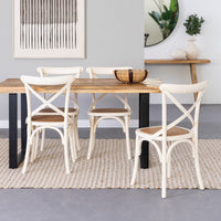 Pack de 4 sillas aspas blancas de madera de olmo