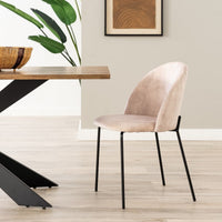Pack de 2 sillas Gina Ovalo de terciopelo beige con patas negras
