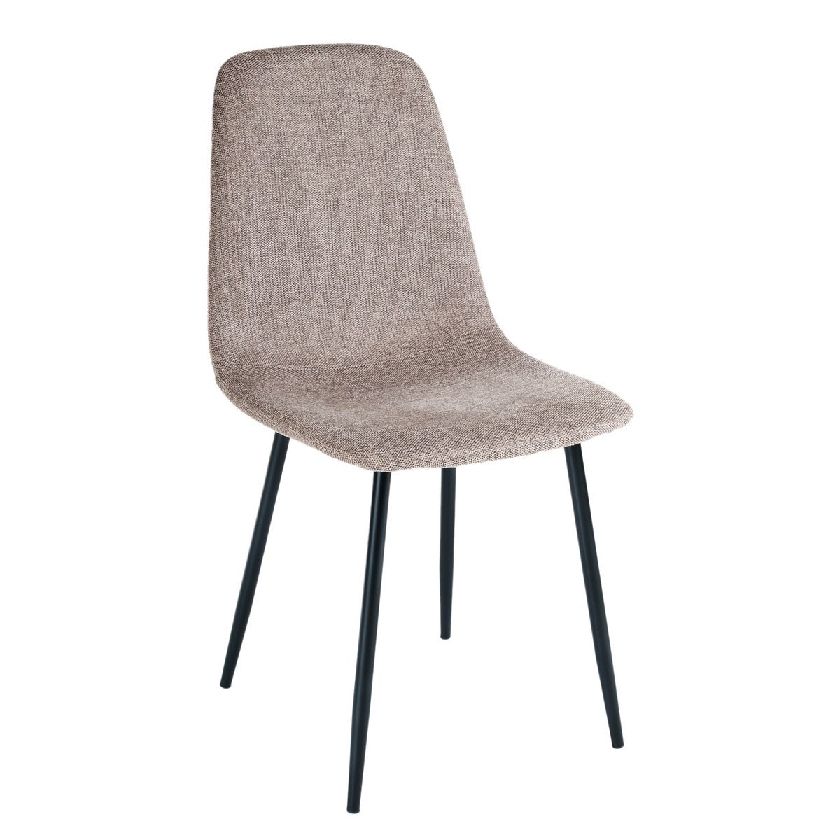 4 sillas de comedor Lina taupe tapizadas en lino con patas metálicas negras