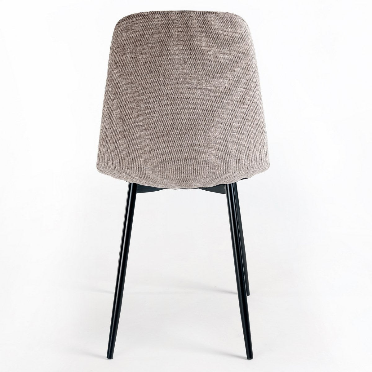4 sillas de comedor Lina taupe tapizadas en lino con patas metálicas negras