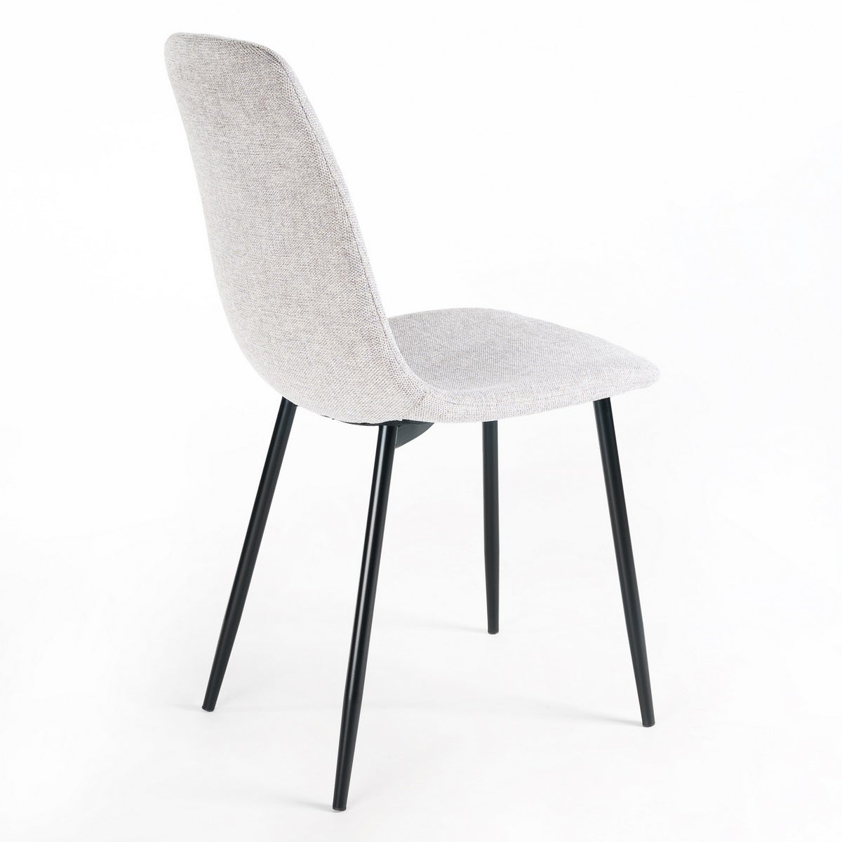 4 sillas de comedor Lina gris tapizadas en lino con patas metálicas negras