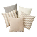 Set de 5 cojines de rayas beige de algodón natural de 45x45 cm