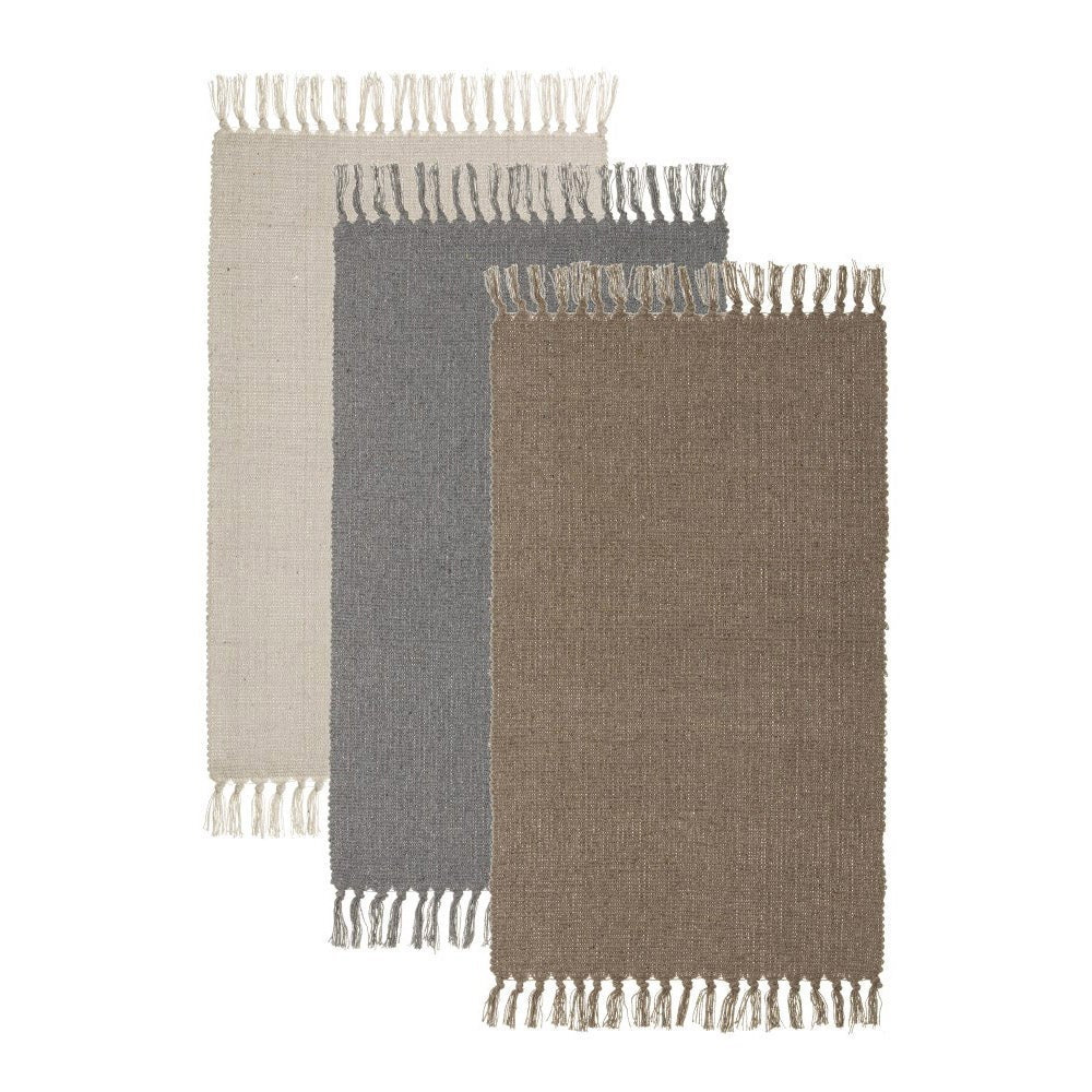 Set de 3 alfombras rectangulares beige gris y marrón de algodón de 50x80cm
