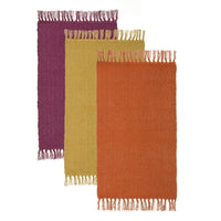 Set de 3 alfombras de flecos de algodón natural de 50x80 cm -