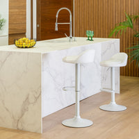 Set de 2 taburetes giratorios acolchados blancos