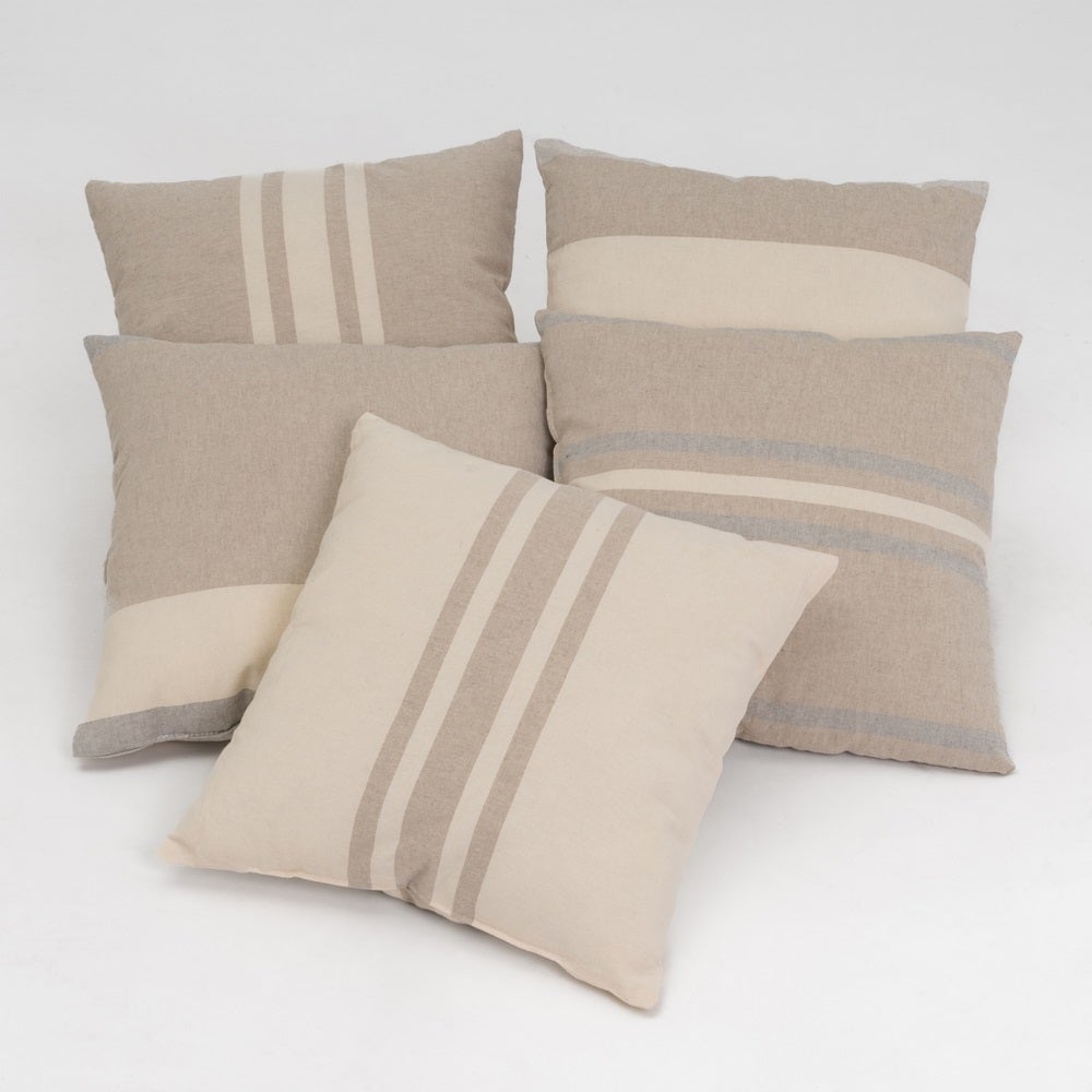 Set de 5 cojines beige y marrón de 45x45 cm con relleno