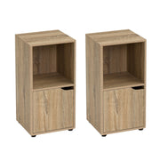 2 mesitas de noche Cubo de laminado color roble con 1 puerta de 60x30x29 cm