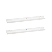 2 prateleiras flutuantes de parede em madeira branca para quadros 80x9,5x5 cm