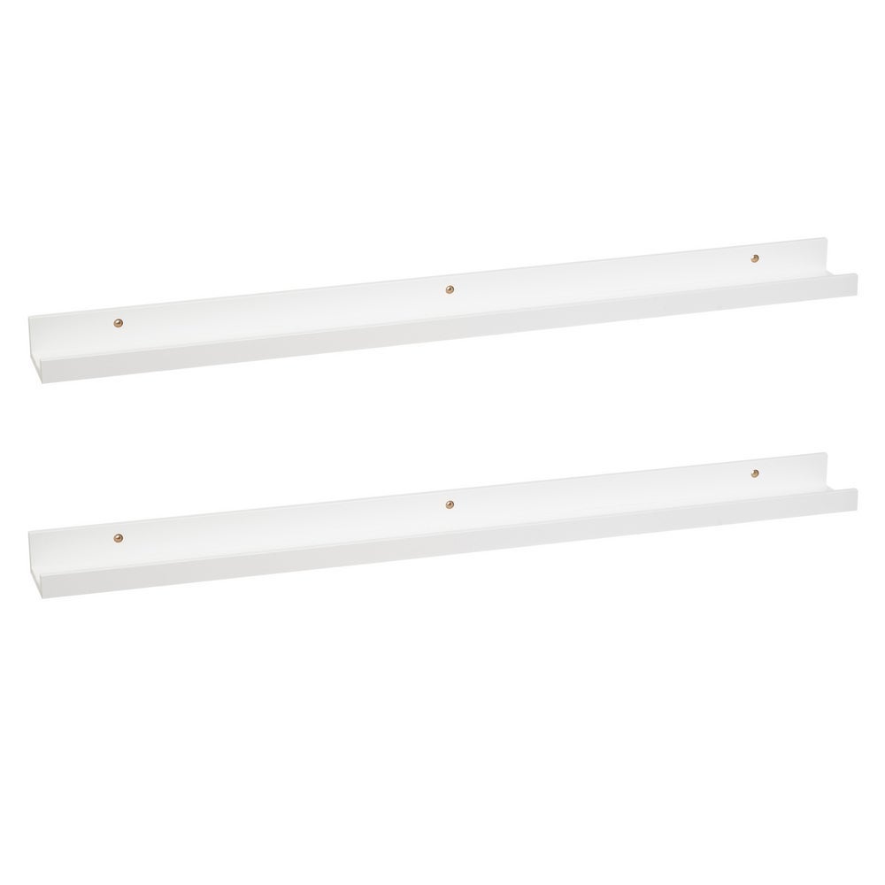 Set de 2 estantes repisa para cuadros de MDF blancos de 100 cm