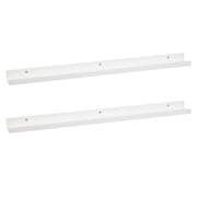2 prateleiras flutuantes de parede de madeira branca de 100x9,5x5 cm