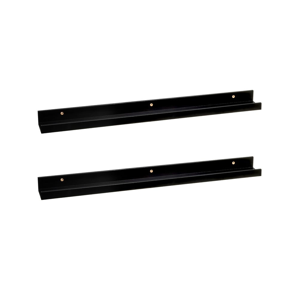 2 estantes flotantes de pared de madera negra para cuadros de 80x9,5x5 cm