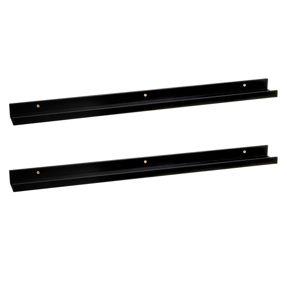 Set de 2 estantes repisa para cuadros de MDF negros de 100 cm