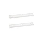 2 prateleiras flutuantes de parede em madeira branca para quadros de 60x9,5x5 cm