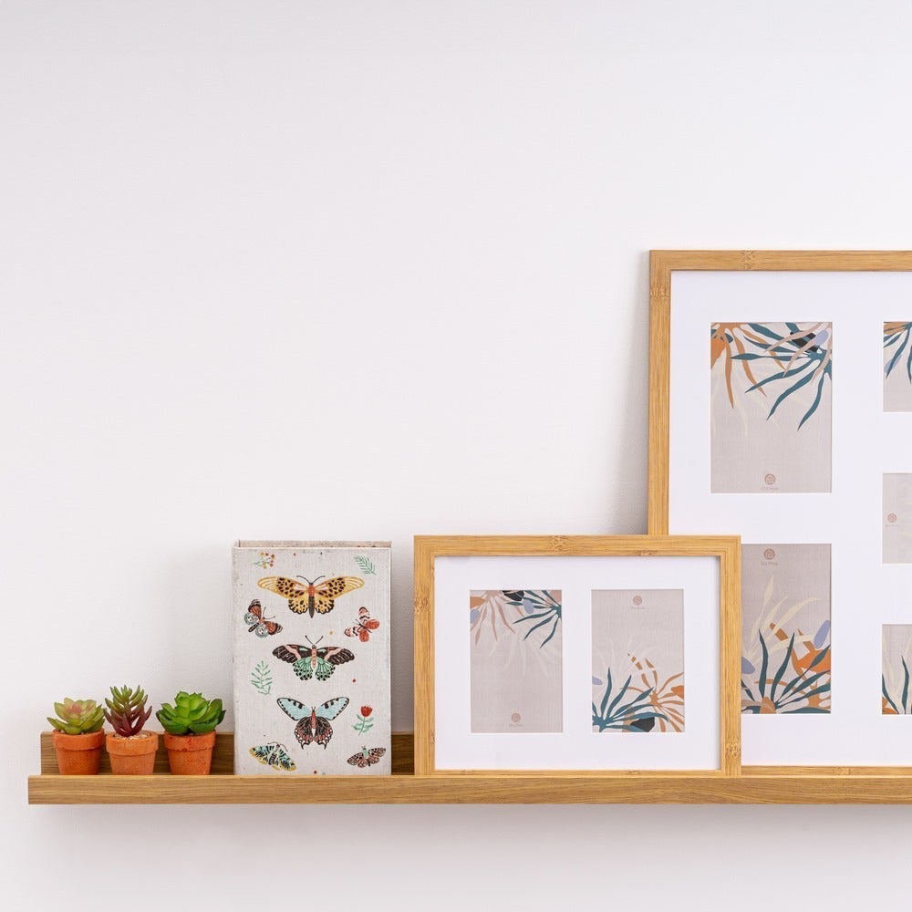 Set de 2 estantes repisa para cuadros de MDF natural de 60 cm