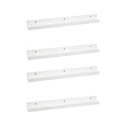 4 prateleiras flutuantes de parede em madeira branca para quadros 60x9,5x5 cm