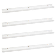 4 prateleiras de parede flutuantes em madeira branca de 100x9,5x5 cm