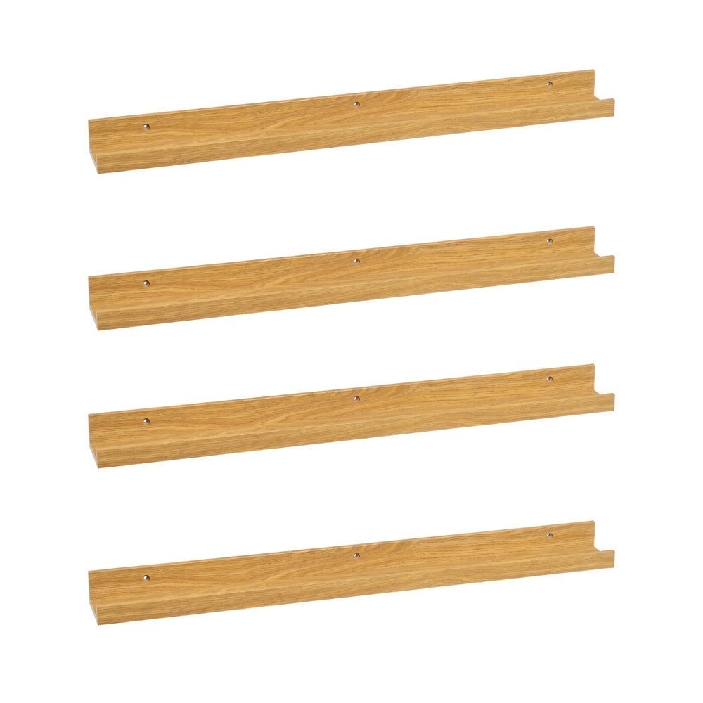 4 estantes flotantes de pared de madera color roble de 80x9,5x5 cm