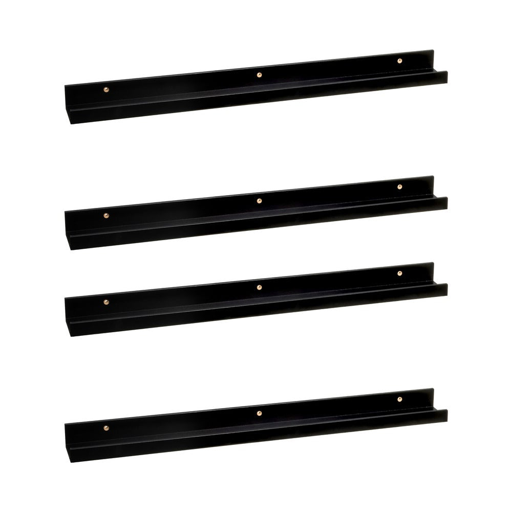 4 estantes flotantes de pared de madera negra para cuadros de 80x9,5x5 cm