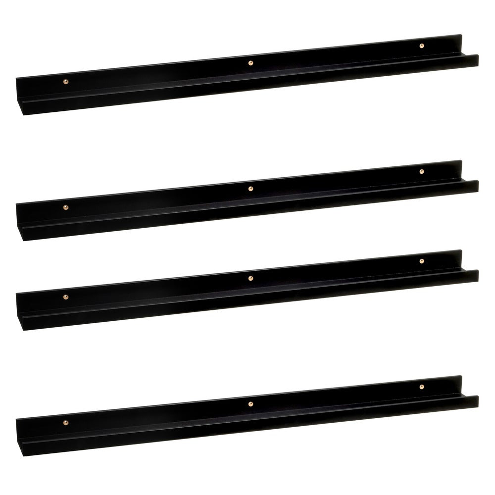 Set de 4 estantes repisa para cuadros de MDF negros de 100 cm