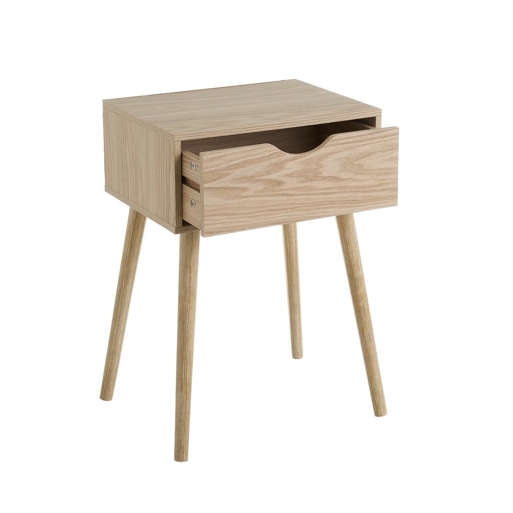 Set de 2 mesitas de noche de 1 cajón beige de MDF