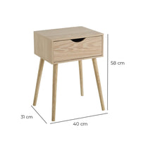 Set de 2 mesitas de noche de 1 cajón beige de MDF