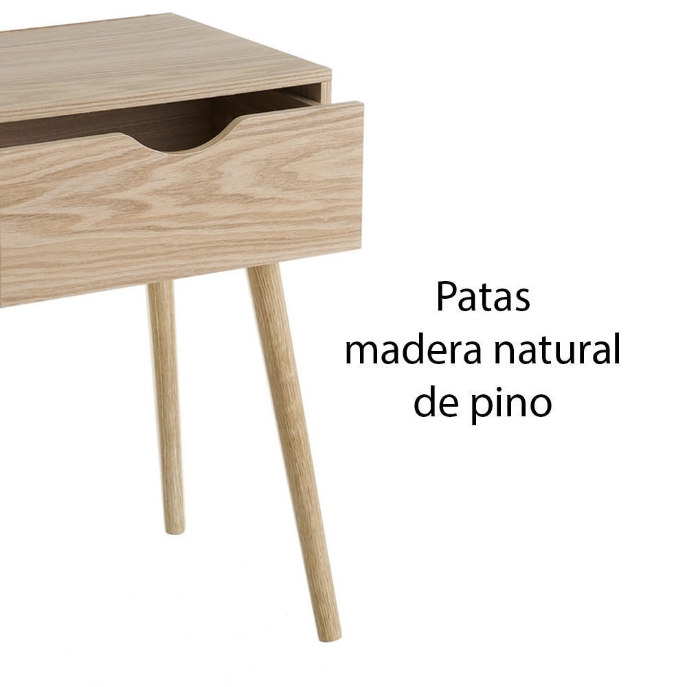 Set de 2 mesitas de noche de 1 cajón beige de MDF