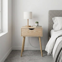 Set de 2 mesitas de noche de 1 cajón beige de MDF