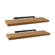 Set de 2 estantes de pared flotantes color roble de 80x23,5x3,8 cm
