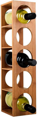 Set de 4 botelleros de bambÃº natural apilables capacidad para 20 botellas