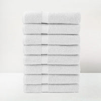 Juego de 8 toallas de baño color blanco de 140x70 cm de 550gr/m²