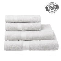 Juego de 8 toallas de baño color blanco de 140x70 cm de 550gr/m²